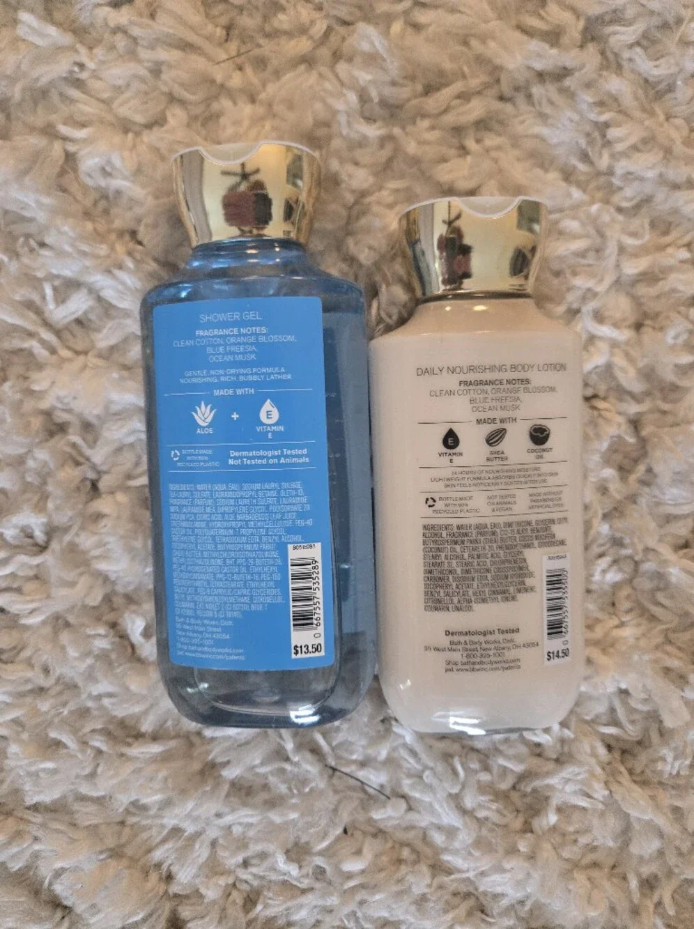 Bath & Body Works Sea Island Shore Shower Gel 10 Oz And Body Lotion 8 Oz